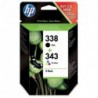 Cartouche HP n°338 + n°343 BK+Color