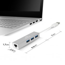 Carte réseau USB Advance RJ45 1000 Mbps + 3x USB 3.0