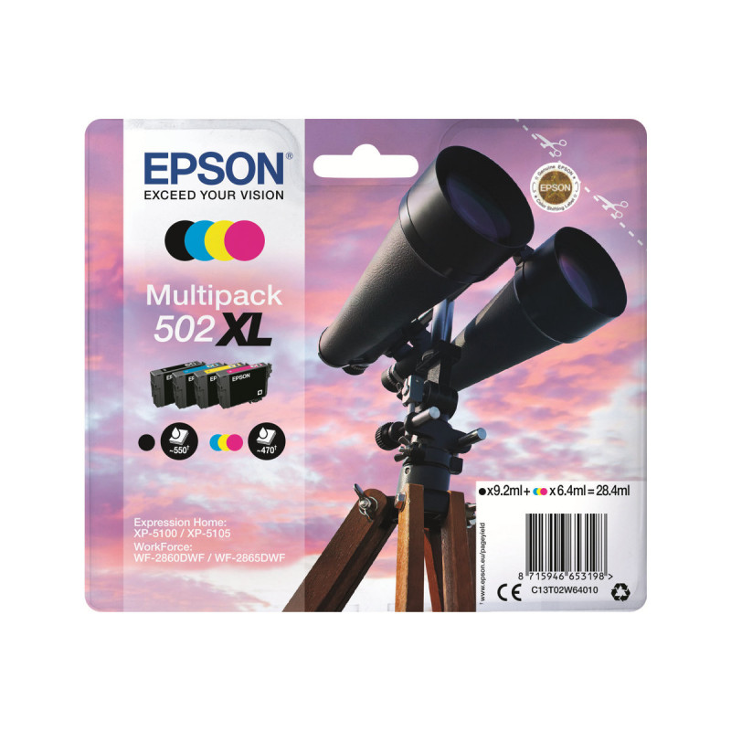 Pack cartouches Epson 502XL Jumelles Cyan Magenta Jaune Noir