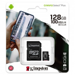 Carte mémoire micro SDHC Kingston Canvas Select Plus 128Go class 10 + adaptateur
