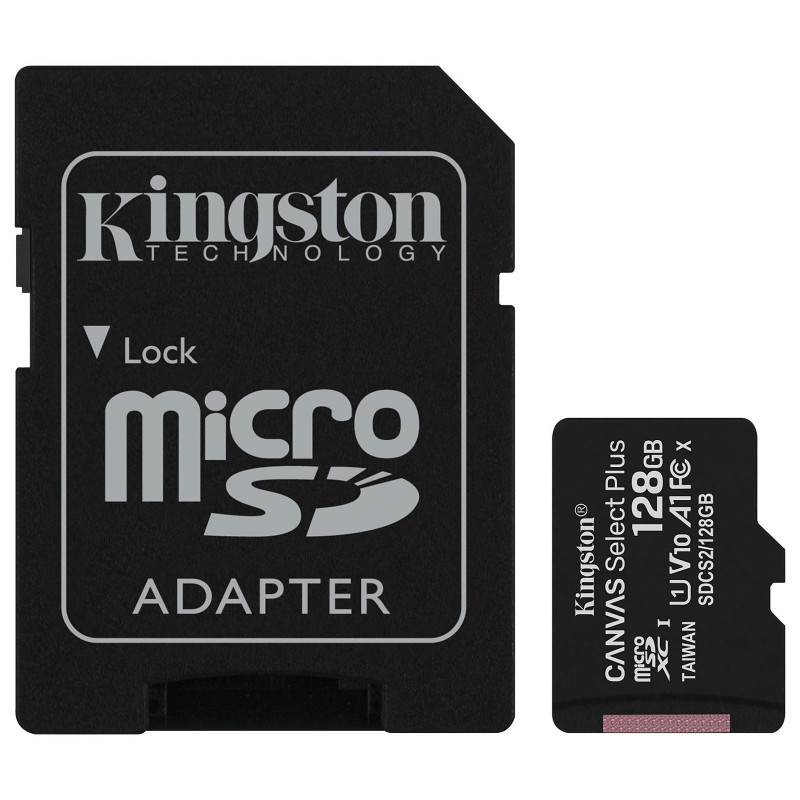 Carte mémoire micro SDHC Kingston Canvas Select Plus 128Go class 10 + adaptateur