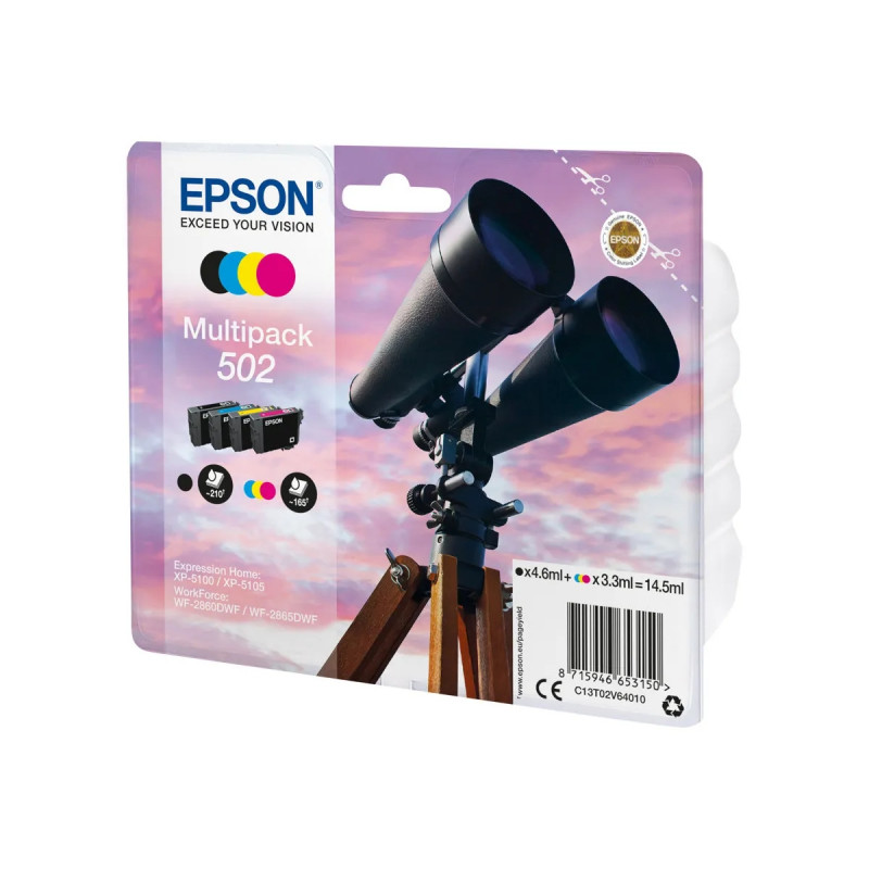 Pack cartouches Epson 502XL Jumelles Cyan Magenta Jaune Noir
