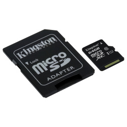 Carte mémoire Kingston Micro SD HC 64Go class 10 + adaptateur SD