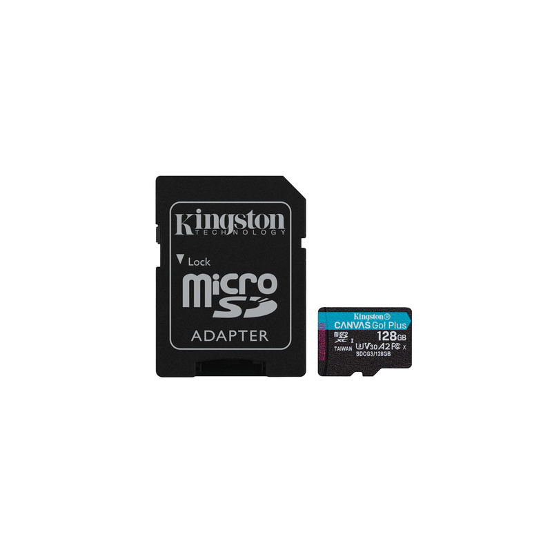 Carte mémoire microSDXC Kingston Canvas Go Plus 128Go class 10 + adaptateur SD