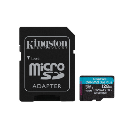 Carte mémoire microSDXC Kingston Canvas Go Plus 128Go class 10 + adaptateur SD