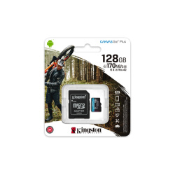 Carte mémoire microSDXC Kingston Canvas Go Plus 128Go class 10 + adaptateur SD