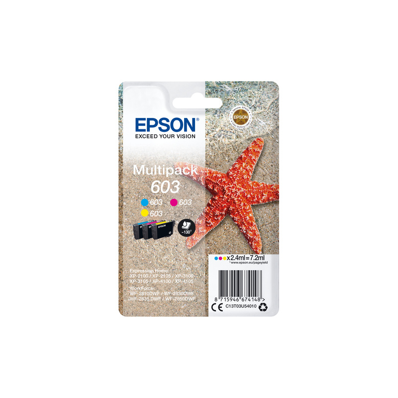 Pack 3 cartouches d'encre Epson Etoile de mer 603 (3 Couleurs)