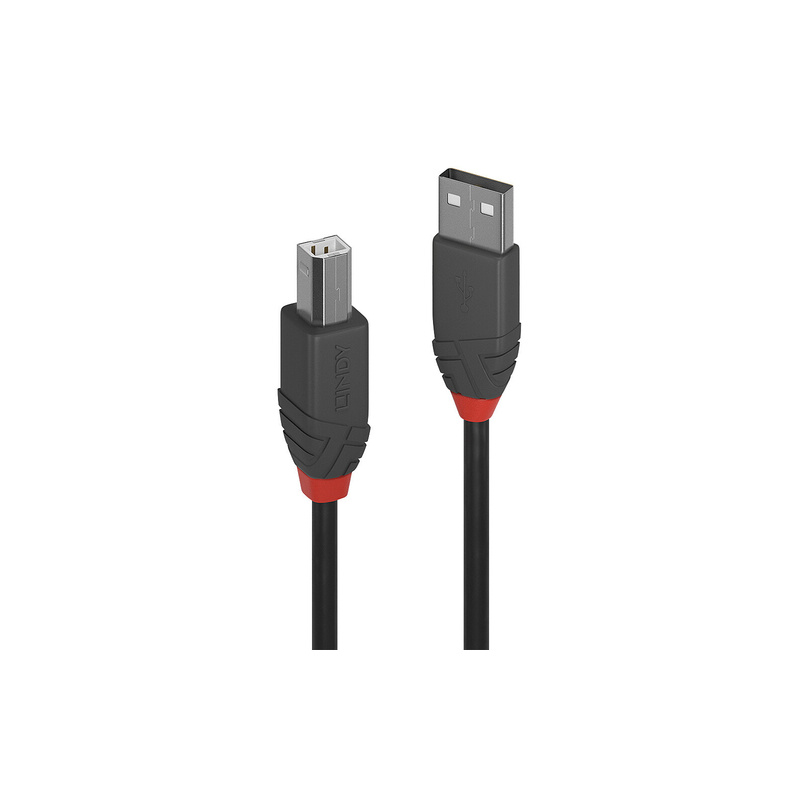 Cable Lindy USB 2.0 type A - B M/M 5m (Noir/Rouge)