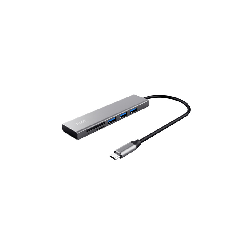 Hub USB-C 3.2 Trust Halyx - 3 ports USB-A + lecteur de cartes (Argent)