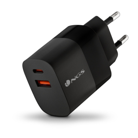 Chargeur secteur NGS Bud 1x USB-C + 1x USB-A 33W (Noir)