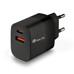 Chargeur secteur NGS Bud 1x USB-C + 1x USB-A 33W (Noir)