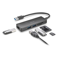 Hub USB-C 3.0 NGS iHub Reader - 3 ports USB-A + lecteur de cartes (Gris)