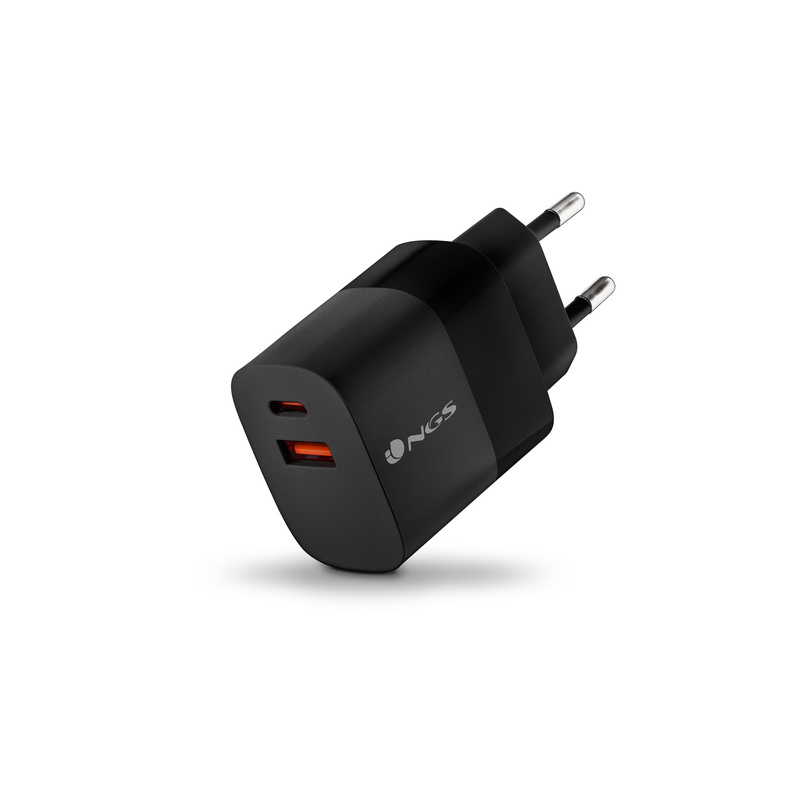 Chargeur secteur NGS Bud 1x USB-C + 1x USB-A 45W (Noir)