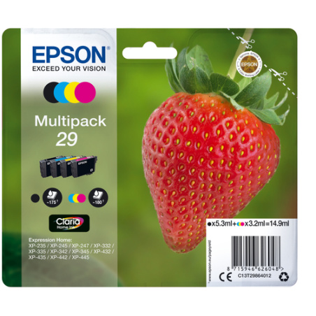 Pack 4 cartouches d'encre Epson Fraise 29 (Noir + Couleurs)