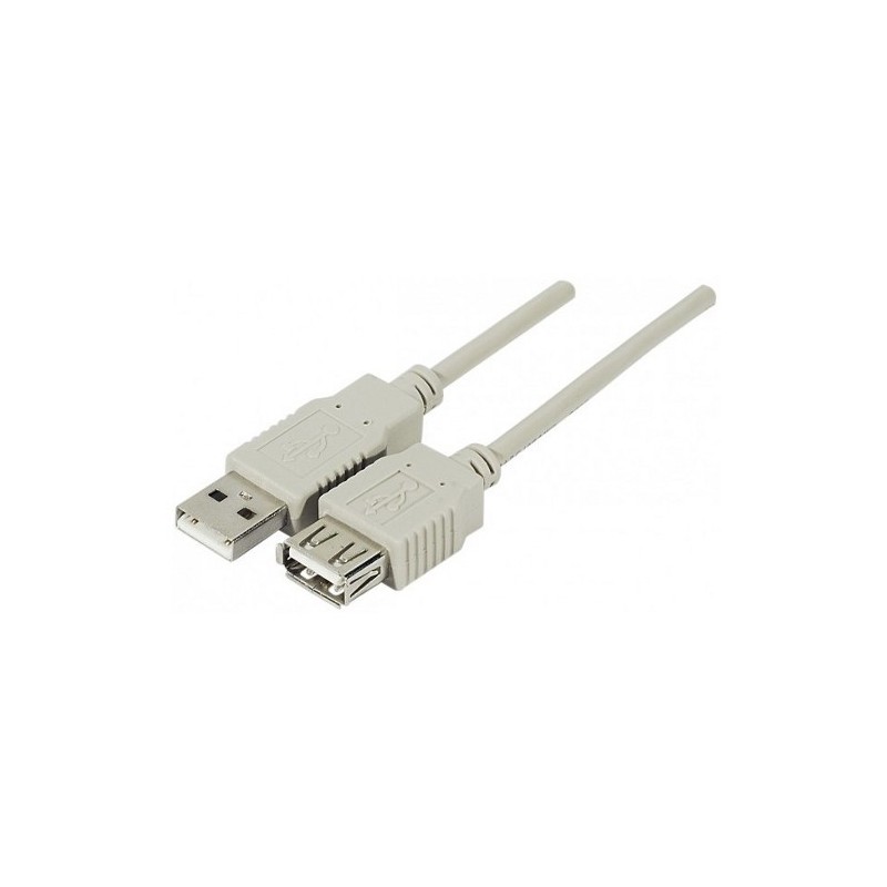 Câble USB 2.0 type A M/F 2.0m gris