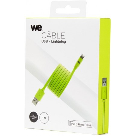 Câble USB vers Lightning WE plat 1 mètre vert